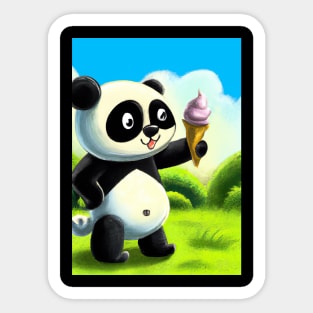 Panda with Ice Cream Sticker